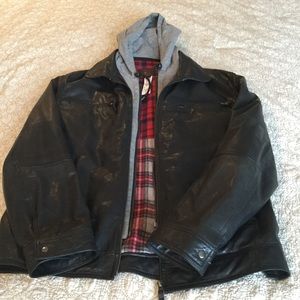 Men's XL Leather Jacket w/ Zipout Hoodie